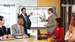 interactive display for business showing professionals at work